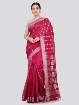 PinkLoom - Women's Cotton Silk Saree Pink with Unstitched Blouse