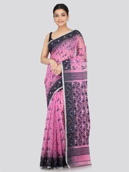 PinkLoom - Women's Soft Cotton Jamdani Saree without Blouse Piece Pink