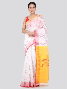 PinkLoom - Women's Soft Cotton Jamdani Saree without Blouse Piece White