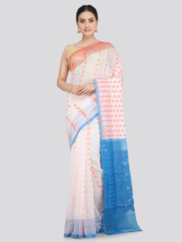 PinkLoom - Women's Soft Cotton Jamdani Saree without Blouse Piece White