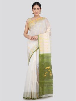 PinkLoom - Women's Soft Cotton Jamdani Saree without Blouse Piece White