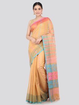 PinkLoom - Women's Soft Cotton Jamdani Saree without Blouse Piece Beige