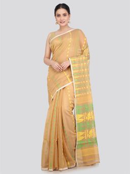 PinkLoom - Women's Soft Cotton Jamdani Saree without Blouse Piece Beige