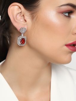 Estele - Rhodium Plated Glowing Drop Earrings for Women