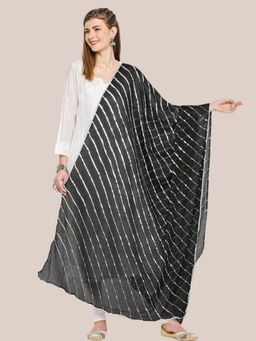 Dupatta Bazaar - Womens Black Leheriya Chinon Dupatta
