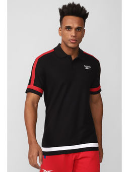 Reebok - Mens Wce Black Colorblock Polo T-Shirt