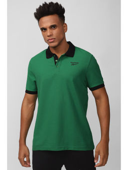 Reebok - Mens Fnd Neo Cot Green Solid Polo T-Shirt