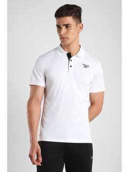 Reebok - Mens Fnd Rec Vector White Solid Polo T-Shirt