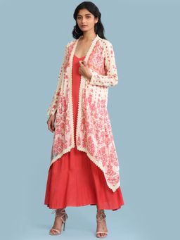 Aarke Ritu Kumar - Strappy Long Dress With Printed Cape (Set of 2)