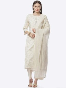 Biba - Off White Cotton Unstitched Suit Set (Set of 3)