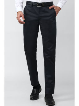 Peter England - Men Black Solid Slim Fit Casual Trousers