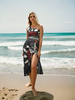 AAREIN - Black Abstract Printed Sarong