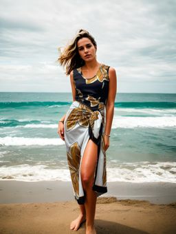 AAREIN - White & Black Floral Printed Sarong