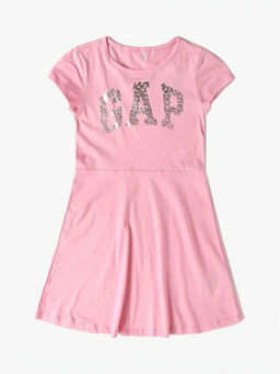 GAP - Pink Printed Cotton Regular Fit Dress