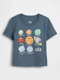 GAP - Blue Printed Cotton Relaxed Fit T-Shirt