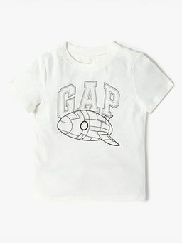 GAP - Off White Printed Cotton Relaxed Fit T-Shirt