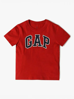 GAP - Red Solid Cotton Relaxed Fit T-Shirt