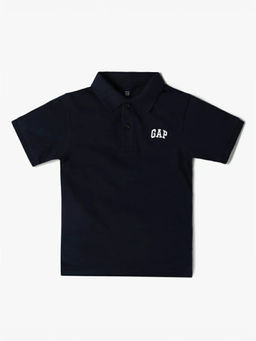 GAP - Navy Blue Solid Cotton Relaxed Fit Polo T-Shirt