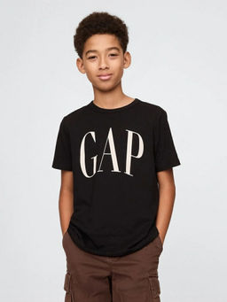 GAP - Black Solid Cotton Relaxed Fit T-Shirt