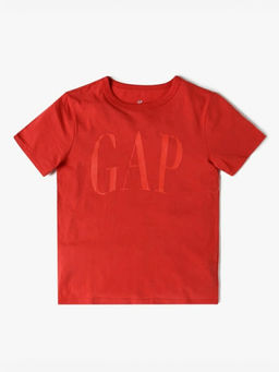 GAP - Red Solid Cotton Relaxed Fit T-Shirt