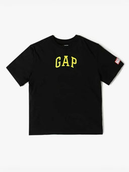 GAP - Black Printed Cotton Blend Oversized Fit T-Shirt