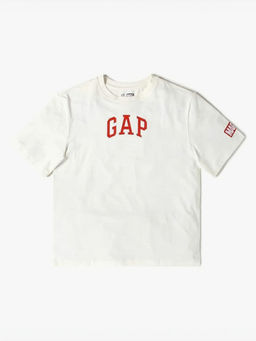 GAP - White Printed Cotton Blend Oversized Fit T-Shirt