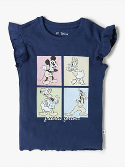 GAP - Navy Blue Printed Cotton Blend Regular Fit Top