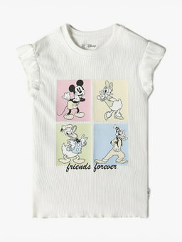 GAP - White Printed Cotton Blend Regular Fit Top