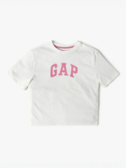 GAP - White Printed Cotton Blend Relaxed Fit T-Shirt