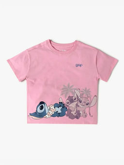 GAP - Pink Printed Cotton Blend Relaxed Fit T-Shirt