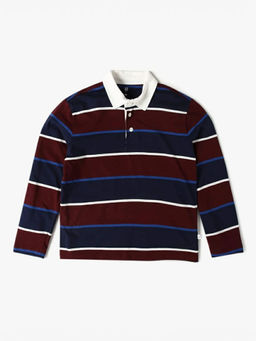 GAP - Navy Blue Stripes Cotton Regular Fit Polo T-Shirt