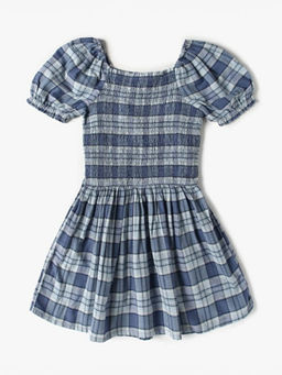 GAP - Blue Checks Cotton Blend Regular Fit Dress