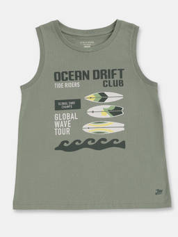 Jockey Juniors - AB14 Boys Boy's Super Combed Cotton Printed Tank Top Olive