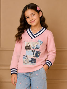 Cutecumber - Pink Printed Fleece Regular Fit Top