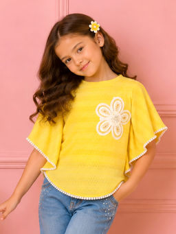 Cutecumber - Yellow Stripes Cotton Regular Fit Top with Cami