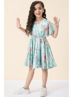 StyloBug - Blue Floral Polyester A-Line Fit Dress