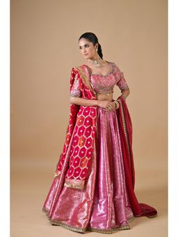 Label Nilansha Jain - Jashn-E-Rang Red Banarasi Stitched Lehenga With Choli And Dupatta