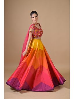 Label Nilansha Jain - Jashn-E-Rang Pink Mirrorwork Stitched Lehenga With Choli And Dupatta