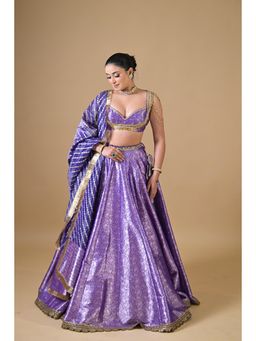 Label Nilansha Jain - Banarasi Purple Lehenga With Stitched Blouse And Dupatta