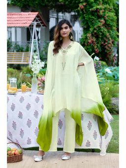 Rizabella - Green Embroidered Kaftan And Pant