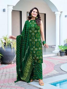 Rizabella - Green B Andhani Kurta And Pant With Dupatta