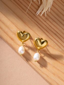 Palmonas - Heartcore Pearl Drop Earring for Women - Waterproof and Anti-Tarnish
