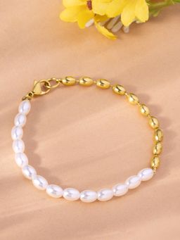 Palmonas - Vera Pearl and Beaded Link Bracelet for Women - Waterproof and Anti-Tarnish