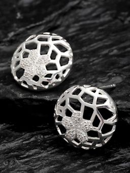 Karatcart - Kunuz 925 Sterling Silver Honeycomb Design Stud Earrings for Women