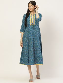 Maaesa - Blue Bandhni Printed Anarkali Dress