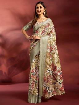 Nyri - Multi-Color Silk Printed Ready To Wear Saree