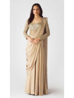 Basanti Kapde aur Koffee - The Champagne Dawn Pre-Draped Saree with Stitched Blouse