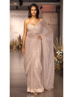 Basanti Kapde aur Koffee - The Luminous Peach Saree with Stitched Blouse