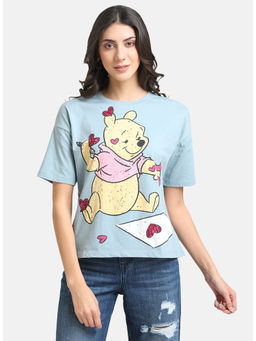 Kazo - Sky Blue Winnie The Pooh Tee with Pink Sequin