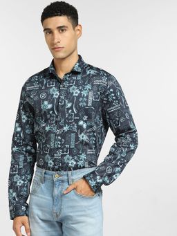 Jack & Jones - Blue All Over Print Full Sleeves Shirt